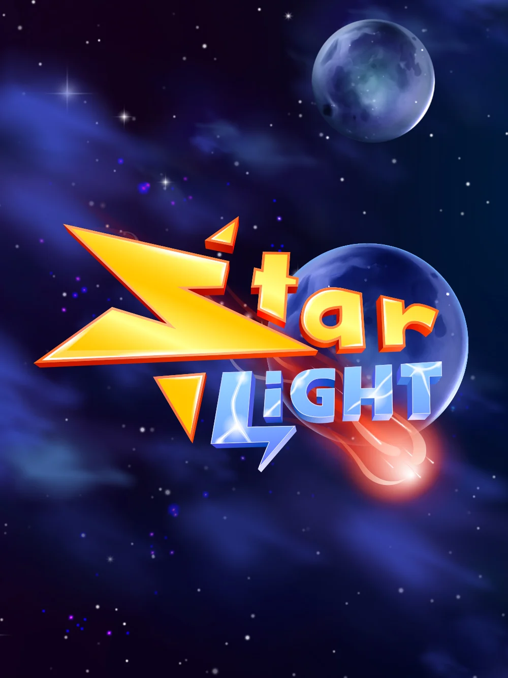 Juego de estrellas y neón con sensación cósmica y moderna.